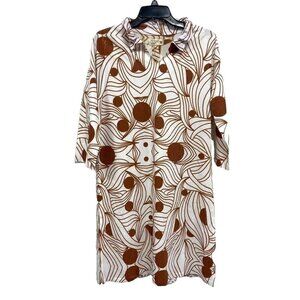 Atelier5 by Gozde Yilmaz Women T-shirt dress Lond Sleeve Beige made in USA,M